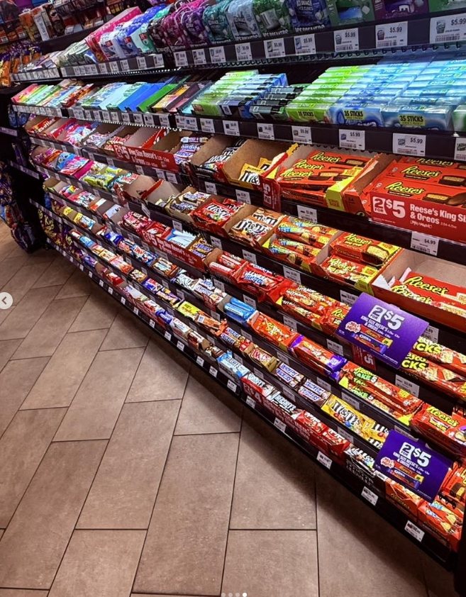 Candy and snack selection